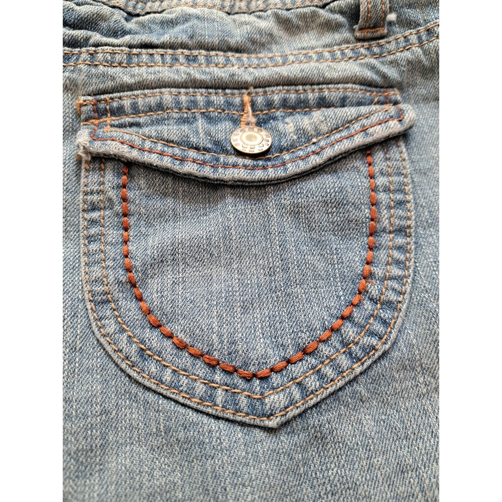 SO Y2K Womens Light Wash Distressed Denim Cut Off Shorts Blue Frayed Hem Size 11 - Picture 5 of 9